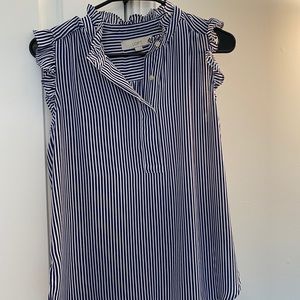 The loft blue & white stripe blouse